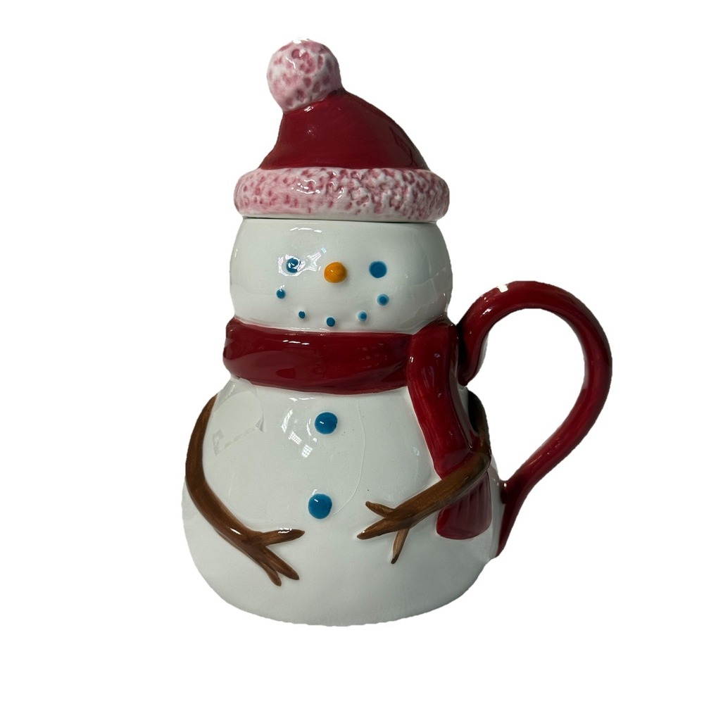 Holiday 2006 Starbucks Christmas snowman coffee mug jar with lid 12 Ounce